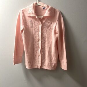 VINTAGE wintuk light pink button up cardigan, size small, 100% rayon